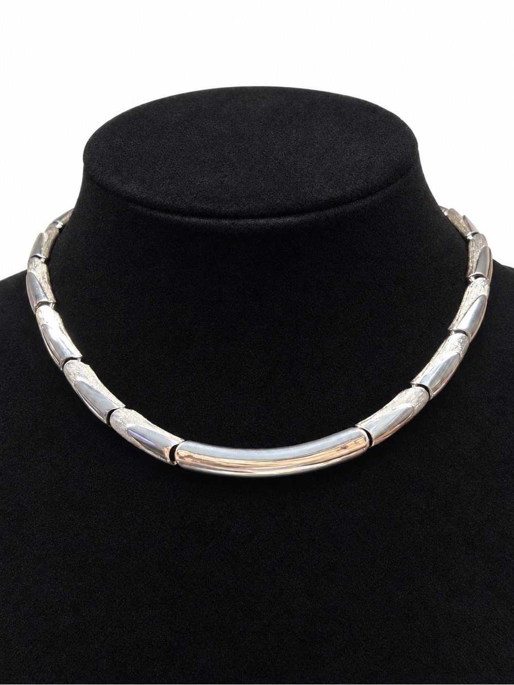 Vintage Monet Silver-Tone Textured Collar Necklace (1975–1985)